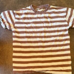 Rylee + Cru Brown and Cream Striped Tee